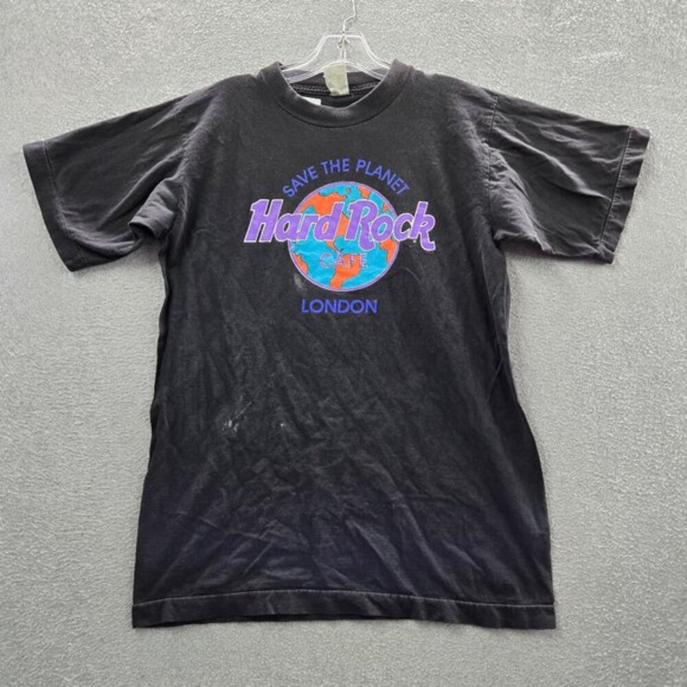 Hard Rock Cafe Men Shirt Small Black Logo London Save The Planet Tee READ